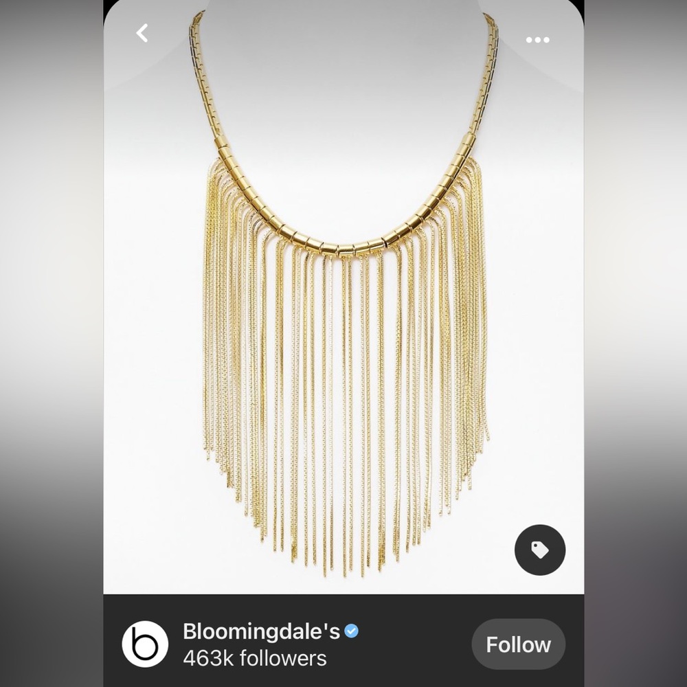 Michael Kors Seaside Luxe Fringe Bib Gold Necklace 18" EUC Stunning Statement PC